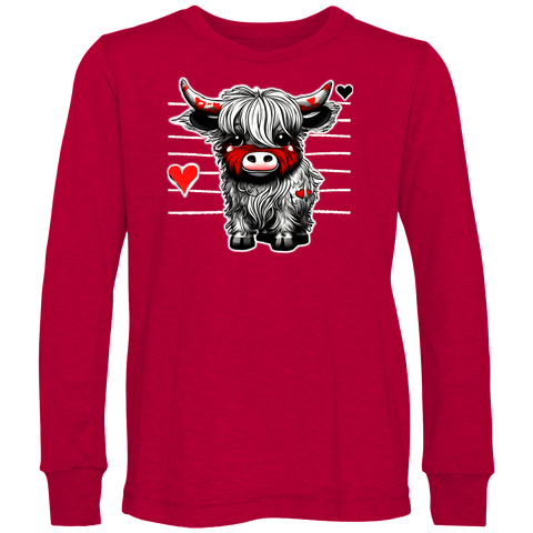 Highland Cow Love LS Shirt, Red (Infant, Toddler, Youth, Adult)