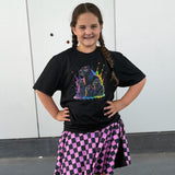 Neon Capybara Tee, Black  (Baby, Kids, Adult)