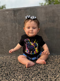 Neon Silkie Chicken Tee, Black  (Baby, Kids, Adult)