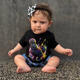 Neon Silkie Chicken Tee, Black  (Baby, Kids, Adult)