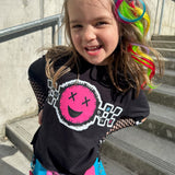 Smiley Checks Tees, BLACK