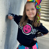 Smiley Checks Tees, BLACK