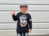 J Skull Long Sleeve Shirt, Black (Infant, toddler, youth, adult)