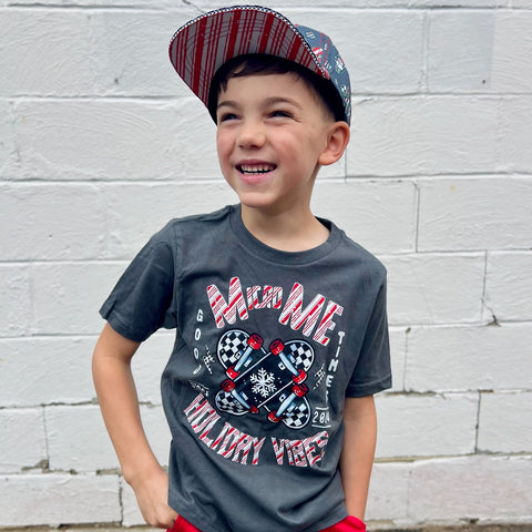Holiday Vibes Tee, Charcoal (Infant, Toddler, Youth, Adult)