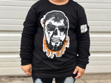 J Skull Long Sleeve Shirt, Black (Infant, toddler, youth, adult)