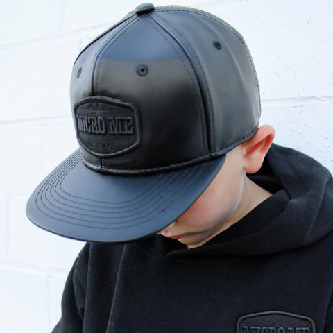 Blackout Patch Faux Leather, Flat Brim, CHILD