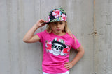 Hawaiian Floral Skull Tee, Hot PInk  (Infant, Toddler, Youth, Adult)