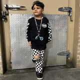 RTS-Checker Denim Pants, Black & White