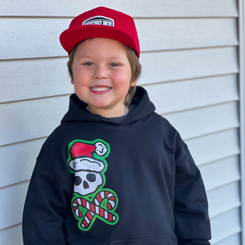 Candy Cane Skull Hoodie, Black (Toddler, Youth, Adult)