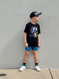 Neon Skull Tee, Black  (Baby, Kids, Adult)