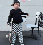RTS-Checker Denim Pants, Black & White