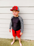 Bright Green Checker ETHAN SWIM Shorts (Toddler-Youth)