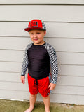 Bright Green Checker ETHAN SWIM Shorts (Toddler-Youth)