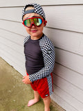 Bright Green Checker ETHAN SWIM Shorts (Toddler-Youth)
