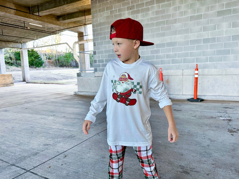 Santa Skater LS Shirt, White (Infant, Toddler, Youth, Adult)