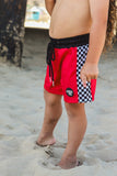 Bright Green Checker ETHAN SWIM Shorts (Toddler-Youth)