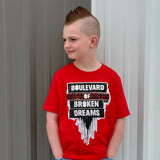 Boulevard of Dreams Tee, RED  (Baby, Kids, Adult)
