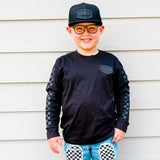 Blackout Patch LS Shirt w/Checker sleeves (Infant, Toddler, Youth)