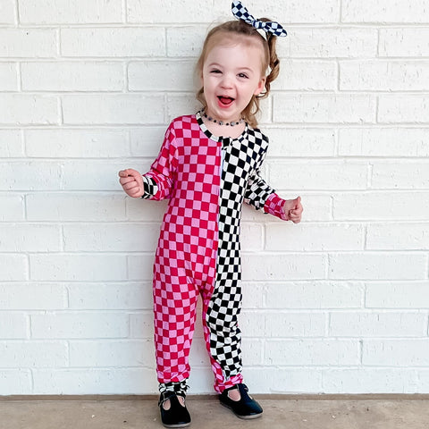 (BAMBOO)  Pink Checkerboard ARROW Zippy (Infant,Toddler)