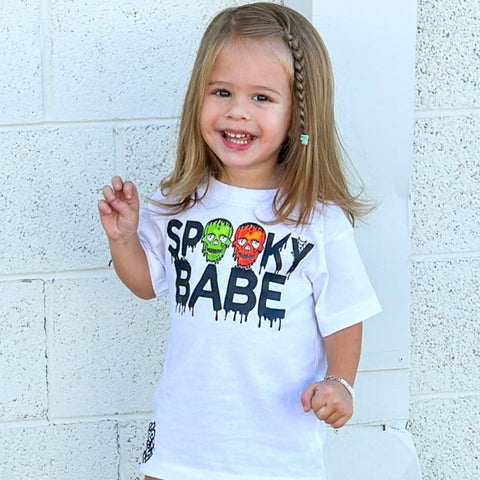 Spooky BABE Skull Tee, White   (Infant, Toddler, Youth, Adult)