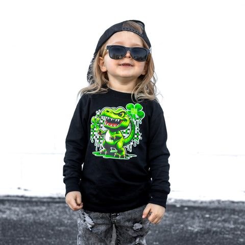 STP Dino Clover Checks LS Shirt, Black