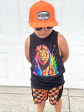 Neon Lion Tank, Black  (Baby, Kids, Adult)