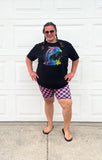Neon Dolphin Tee, Black  (Baby, Kids, Adult)