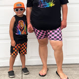 MTO-ASHLEY Biker Short, Neon Ombre Checkers