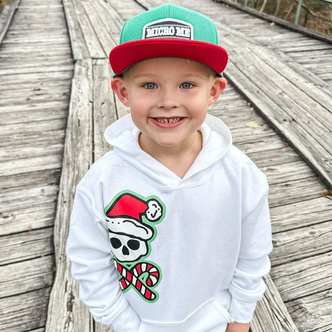 Candy Cane Skull Hoodie, White (Toddler, Youth, Adult)