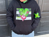 Zombie HEART STRIPE Hoodies, Black