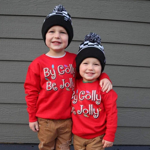 By Golly Be Jolly Long Sleeve Shirt, Red (Infant, Toddler, Youth, Adult)