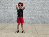 Bright Green Checker ETHAN SWIM Shorts (Toddler-Youth)
