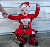 Cow Santa Romper, Red  (Infant)