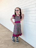 (BAMBOO)  Girly Checks RAVEN Twirl Dress, (Kids)