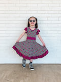 (BAMBOO)  Girly Checks RAVEN Twirl Dress, (Kids)