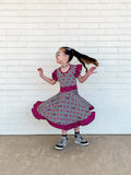(BAMBOO)  Girly Checks RAVEN Twirl Dress, (Kids)