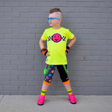 Smiley Checks Tees, NEON YELLOW