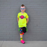 Smiley Checks Tees, NEON YELLOW