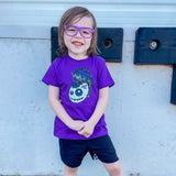 Skully Hawk Distressed Checks Tee, Purple  (Infant, Toddler, Youth, Adult)