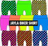 MTO-JAYLA Biker Short, Neon Ombre Checkers