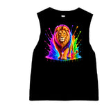 Neon Lion Tank, Black  (Baby, Kids, Adult)