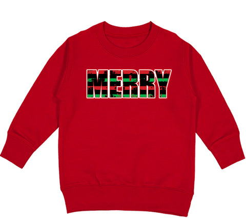 Merry Stripe Crew Sweatshirt, Red (Toddler, Youth, Adult)