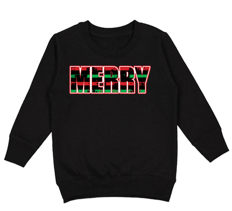 Merry Stripe Crew Sweatshirt, Black (Toddler, Youth, Adult)