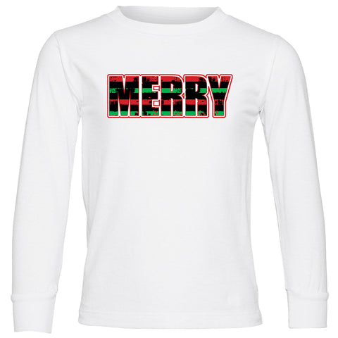 MERRY Stripe LS Shirt, White (Infant, Toddler, Youth, Adult)