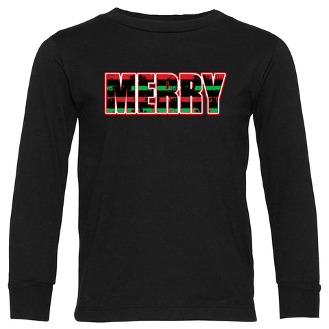 MERRY Stripe LS Shirt, Blk (Infant, Toddler, Youth, Adult)