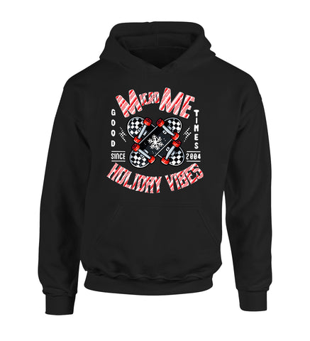 Holiday Vibes Hoodie, Black (Toddler, Youth, Adult)
