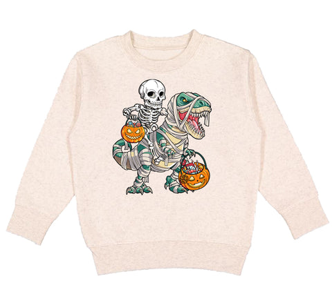 Mummy Dino Crew Sweatshirt, Natural  (Toddler, Youth, Adult)