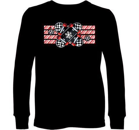 Candy Cane Skate LS Shirt, Black  (Infant, Toddler, Youth)