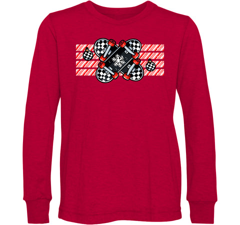 Candy Cane Skate LS Shirt, Red  (Infant, Toddler, Youth)