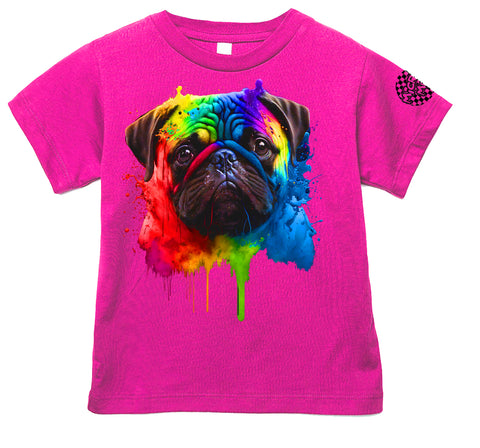 Pug Drip Tee or Tank, Hot Pink  (Infant, Toddler, Youth, Adult